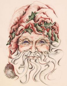 santa rendered in colored pencil