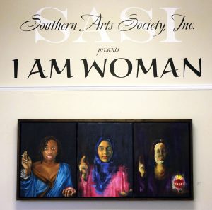 Entryway to the I Am Woman 2020 exhibit at Southern Arts Society in Kings Mtn NC.