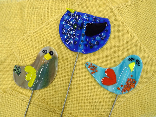 Betty McConnell - fused glass - garden stakes