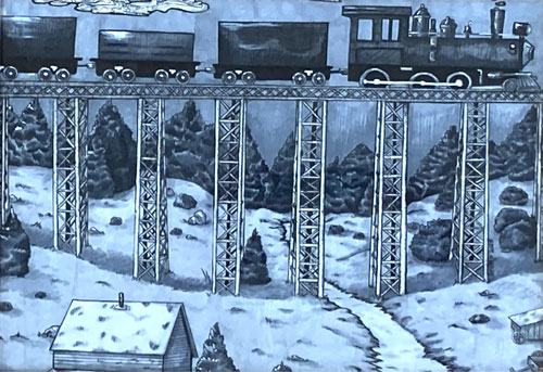 22 – Taylor Stump – Railway Valley – alcohol, marker, pen